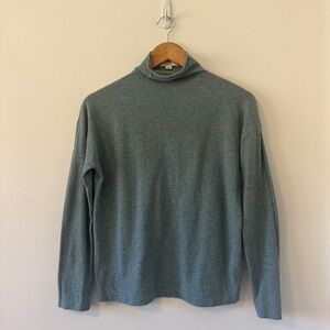 Vince Teal Green Mock Neck Cotton Blend Turtleneck Sweater | Size XS